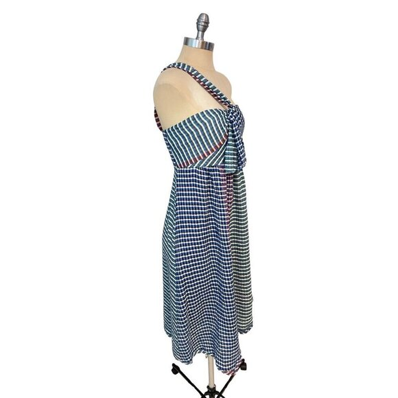 Anthropologie Maeve Waverly Multicolor Plaid One Shoulder Midi Dress US 2 - Picture 2 of 5